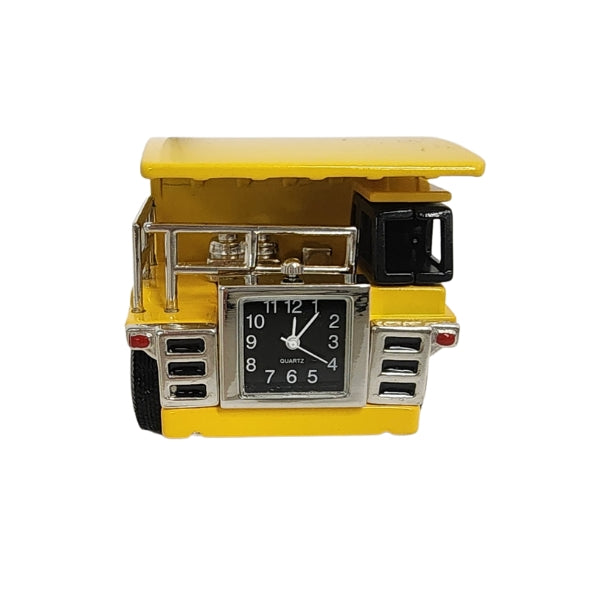 Collectable dump truck analogue clock in yellow