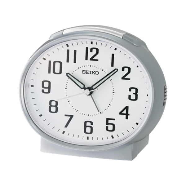 Seiko bedside alarm clock in silver tone