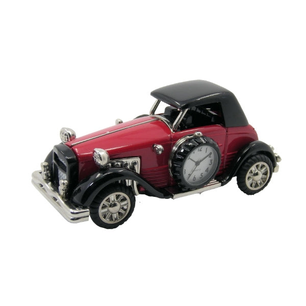 Collectable vintage car analogue clock in red