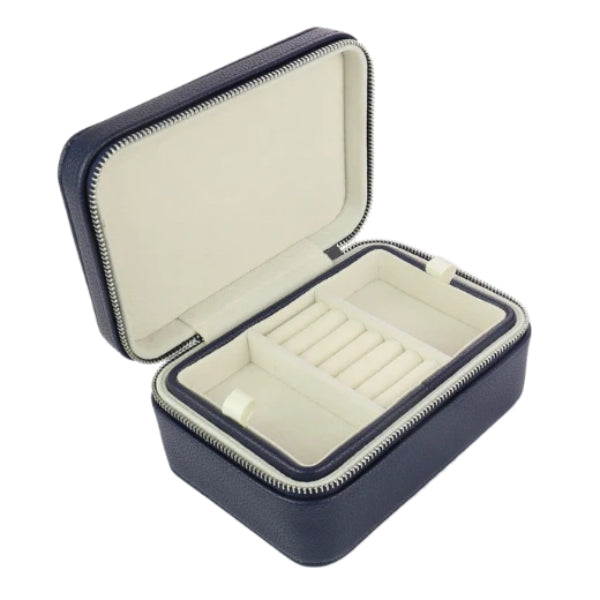 Evolve leather rectangle jewellery box in navy