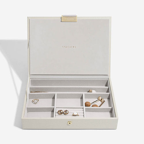 Stacker lidded jewellery box - oatmeal