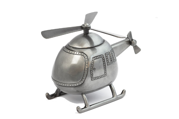 Helicopter money box in pewter