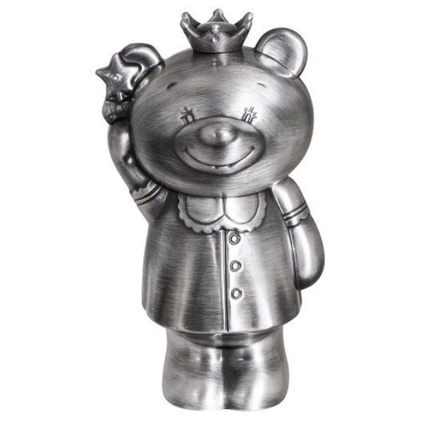 Fairy bear money box in pewter