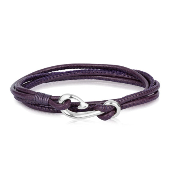Evolve safe travels leather bracelet in mulberry 19cm
