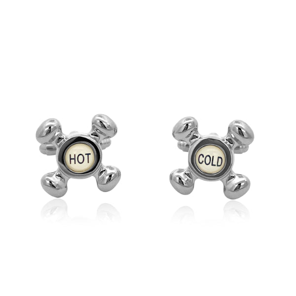 Gents hot & cold taps cufflinks in stainless steel