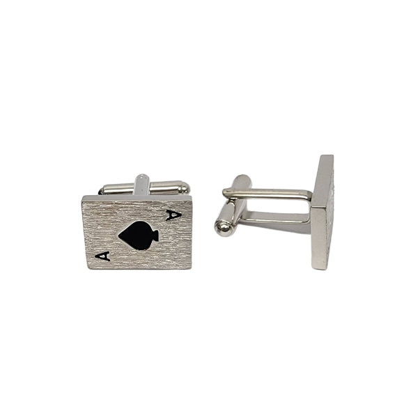 Gents ace of spades cufflinks in stainless steel