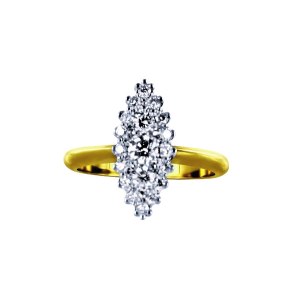 Lorelai - 18ct two tone gold antique style diamond cluster engagement