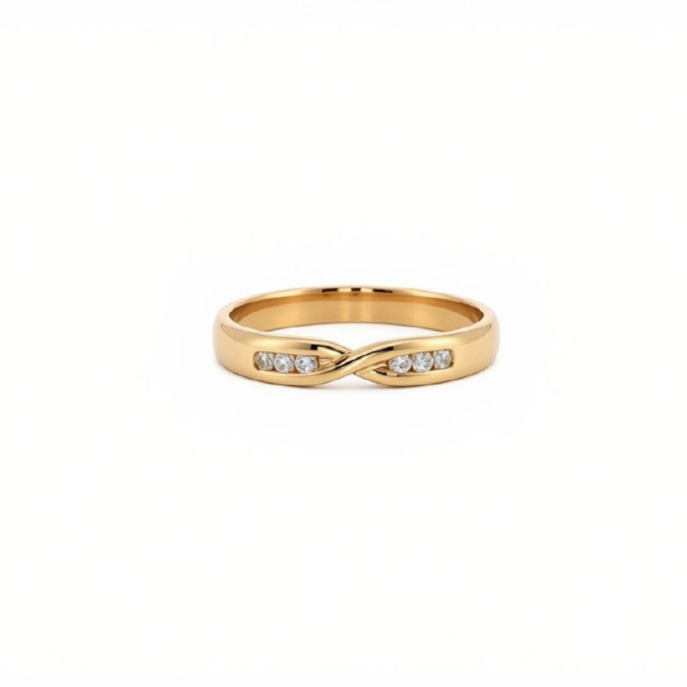 6 stone diamond crossover ring in 9ct yellow gold