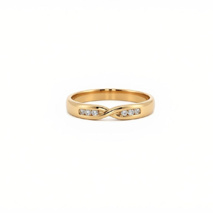 6 stone diamond crossover ring in 9ct yellow gold