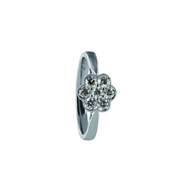 Alena - 18ct white gold 0.50ct diamond flower cluster dress ring