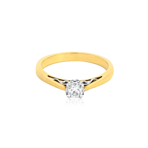 Lori - 18ct white gold set 0.20ct diamond solitaire with 9ct yellow gold band engagement or dress ring