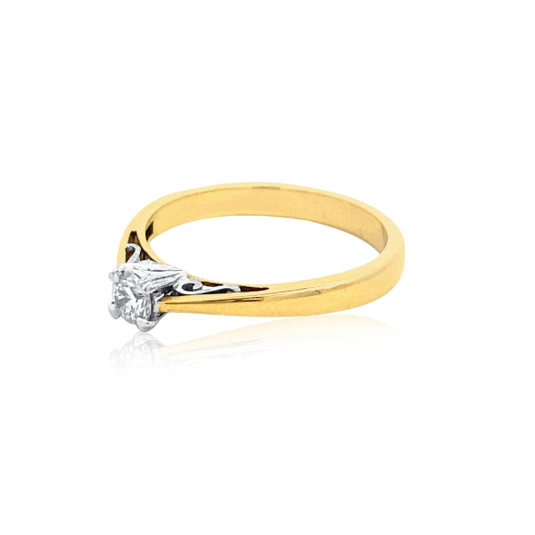 Lori - 18ct white gold set 0.20ct diamond solitaire with 9ct yellow gold band engagement or dress ring