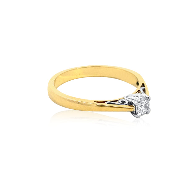 Lori - 18ct white gold set 0.20ct diamond solitaire with 9ct yellow gold band engagement or dress ring