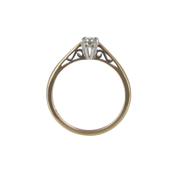 Lori - 18ct white gold set 0.20ct diamond solitaire with 9ct yellow gold band engagement or dress ring