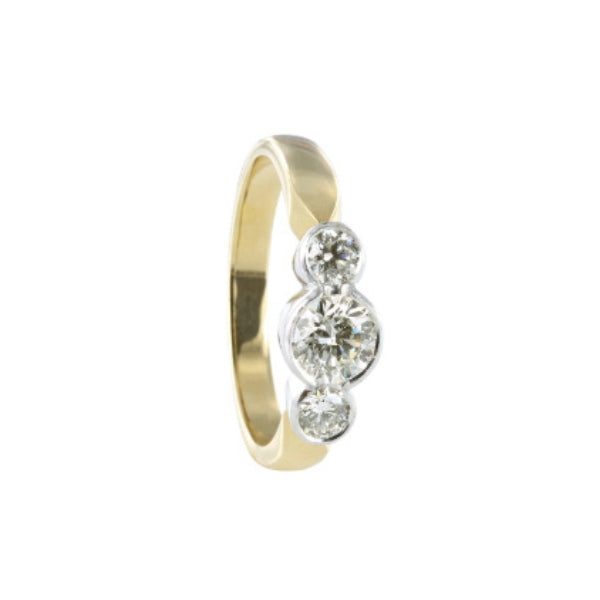 Judi - three stone diamond yellow & white gold engagement ring