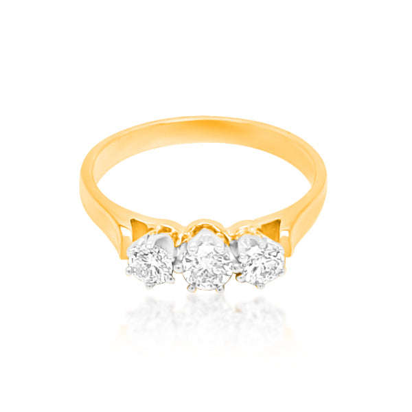 Hazel - 9ct yellow gold 3 stone diamond ring