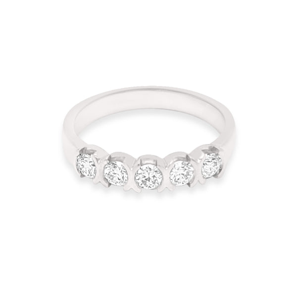 Liane - 18ct white gold 5 diamond semi rubover ring