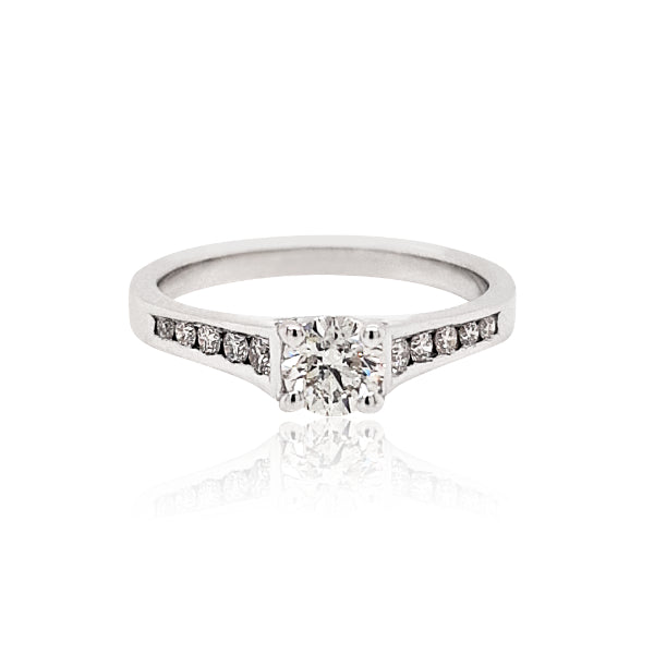 Lyla - 18ct white gold diamond solitaire with diamond shoulders ring