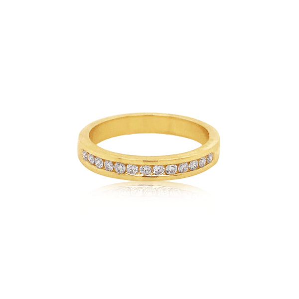 Goldie - 9ct yelllow gold bead set diamond band ring