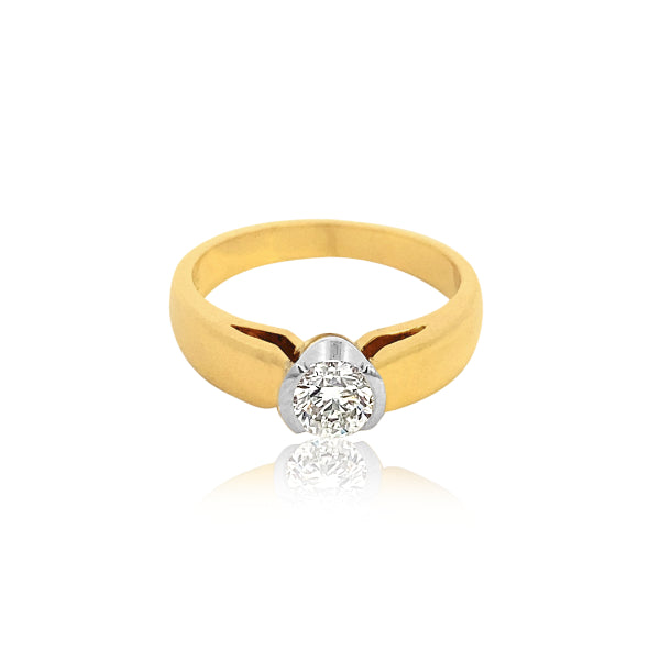 Jilly - 18ct yellow gold half carat semi rub over diamond solitaire engagement or dress ring