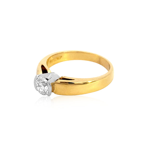 Jilly - 18ct yellow gold half carat semi rub over diamond solitaire engagement or dress ring