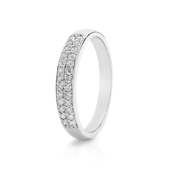 Joy - 9ct white gold double row diamond ring
