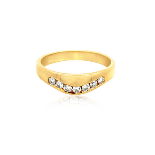 Livvie - 9ct yellow gold diamond curved channel set band ring