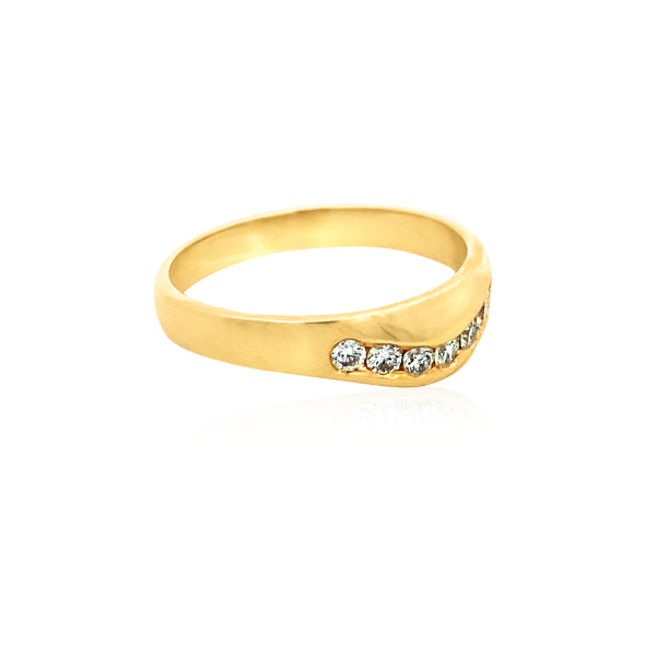 Livvie - 9ct yellow gold diamond curved channel set band ring