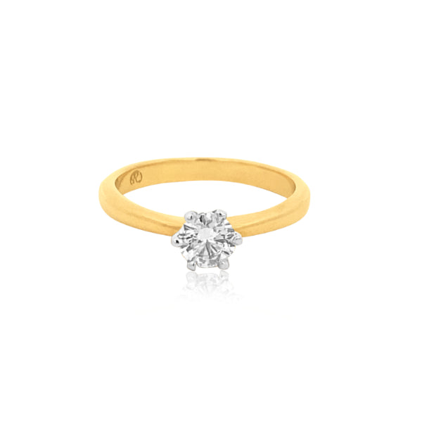 Rowena - half carat diamond solitaire engagement ring in 18ct yellow gold