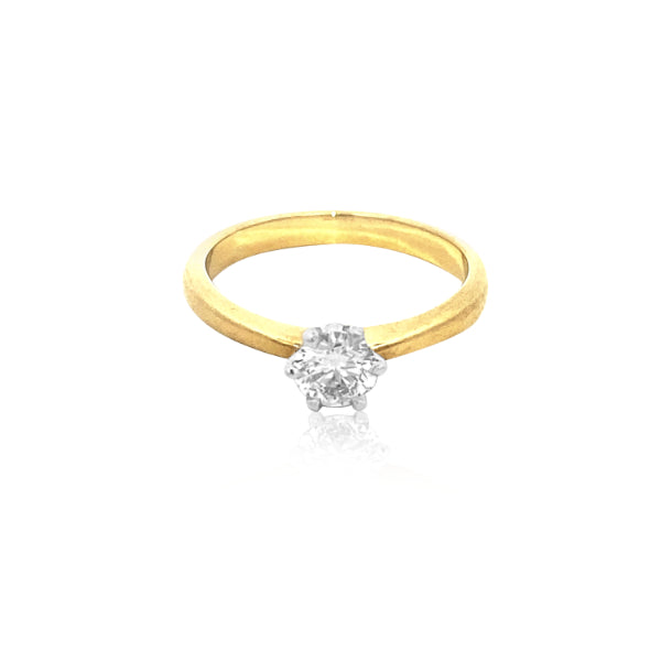 Rowena - half carat diamond solitaire engagement ring in 18ct yellow gold