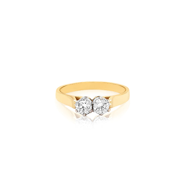 Una - 18ct yellow gold two stone Diamond ring