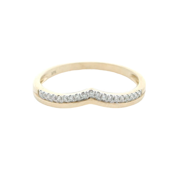 Rebel - 9ct yellow gold diamond set wishbone ring