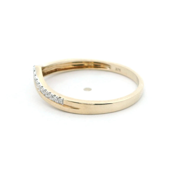 Rebel - 9ct yellow gold diamond set wishbone ring