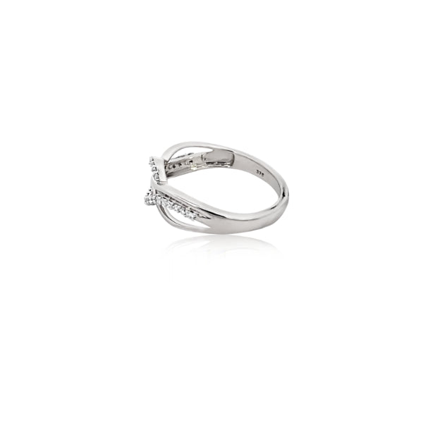 Avon - 9ct white gold diamond set multi band ring