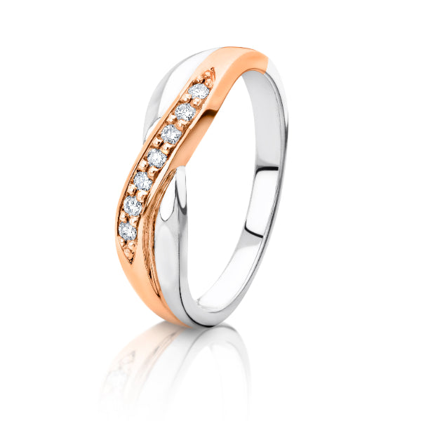 Lada - Rose and White gold Diamond Crossover ring