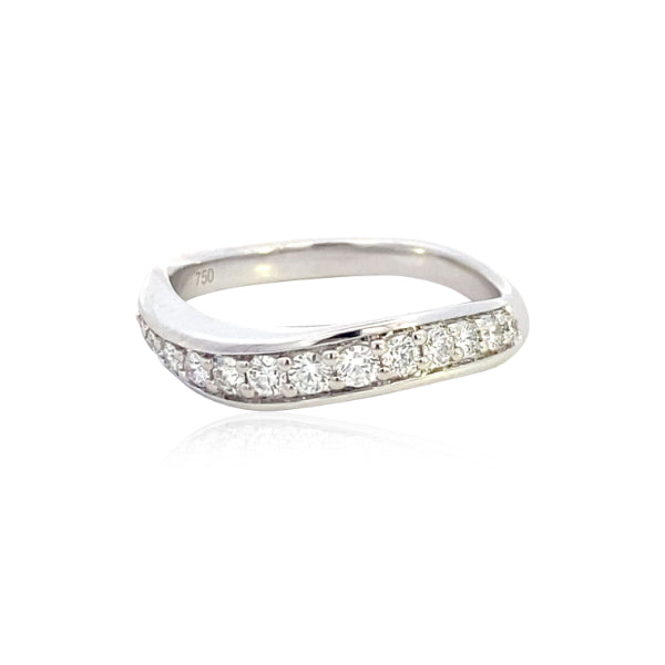 Lira - 18ct white gold curved diamond set ring