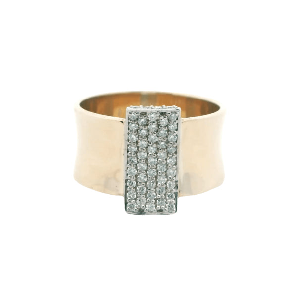 Penelope - wide diamond set band in 9ct yellow and white gold