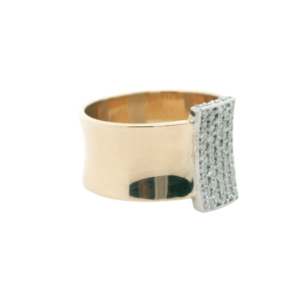 Penelope - wide diamond set band in 9ct yellow and white gold