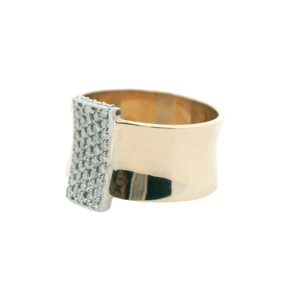 Penelope - wide diamond set band in 9ct yellow and white gold