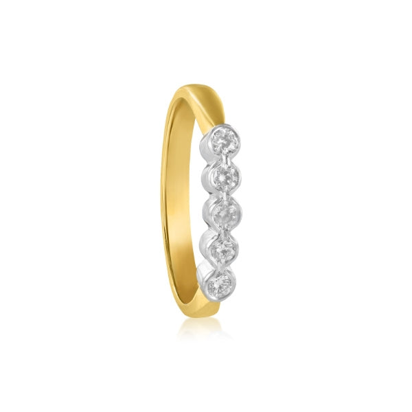 Carlee - 18ct two tone gold rubover five stone diamond ring
