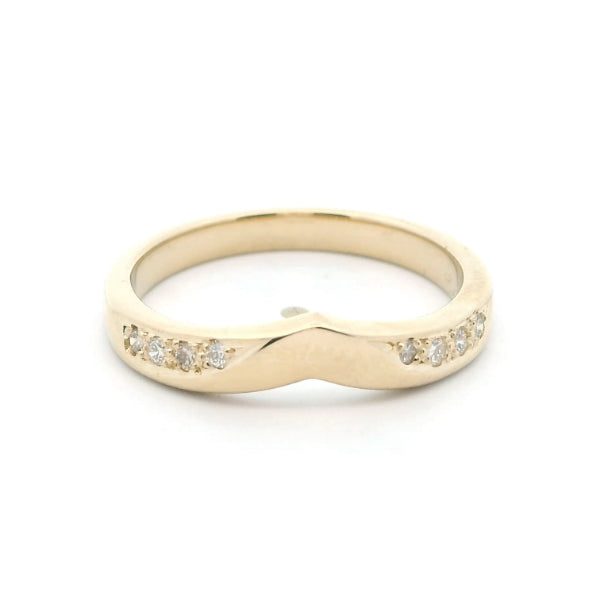 Wyn - diamond set wishbone ring in 9ct yellow gold