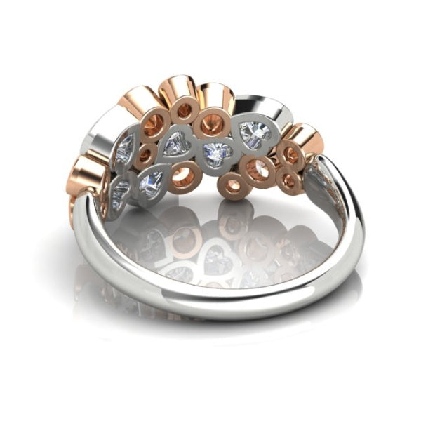 Eloise - diamond and cognac diamond multi stone dress ring in 18ct white gold and rose gold