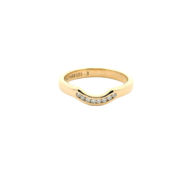 Fitted diamond set wedding band in 18ct yellow gold