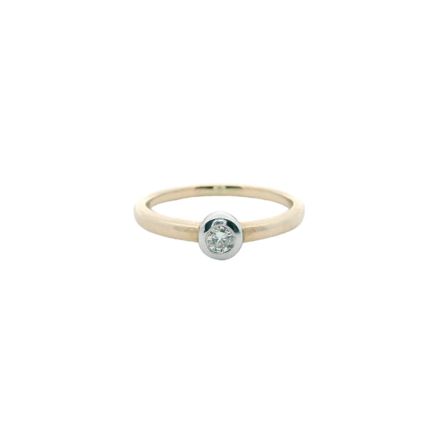9ct yellow and white gold bezel set Diamond solitaire ring