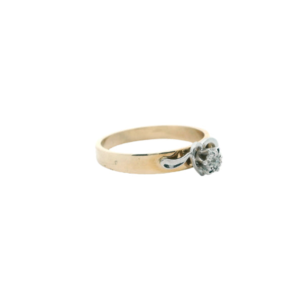 Heart ring with diamond in 9ct two tone gold