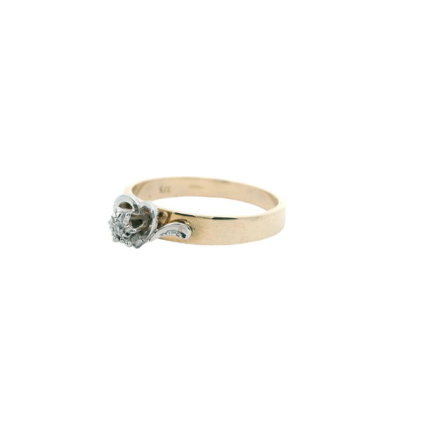 Heart ring with diamond in 9ct two tone gold