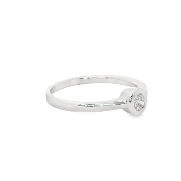 Diamond rubover solitaire ring in 9ct white gold