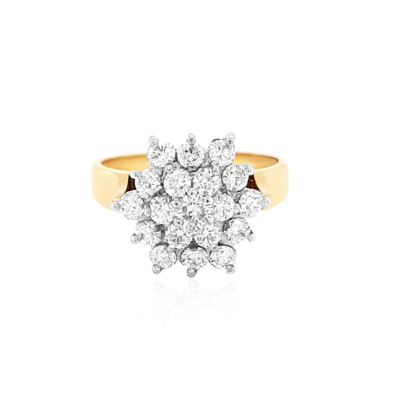 Stella - diamond starburst cluster ring in 18ct two tone gold