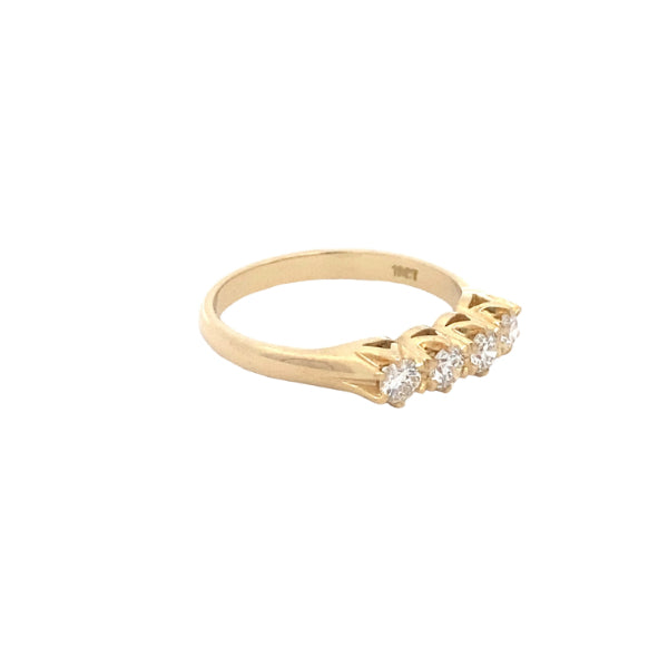 Diamond london bridge anniversary ring in 18ct yellow gold