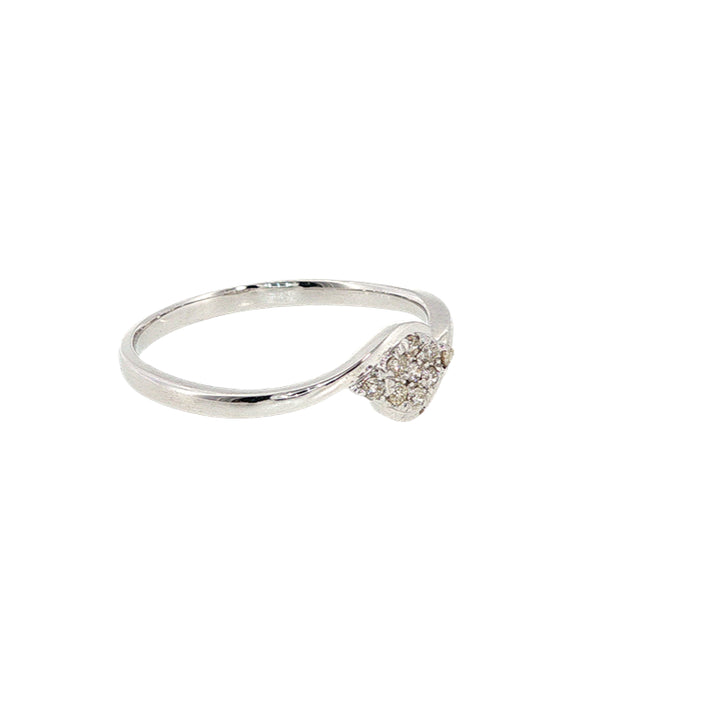 Diamond cluster dress ring with curved shoulders in 9ct white gold